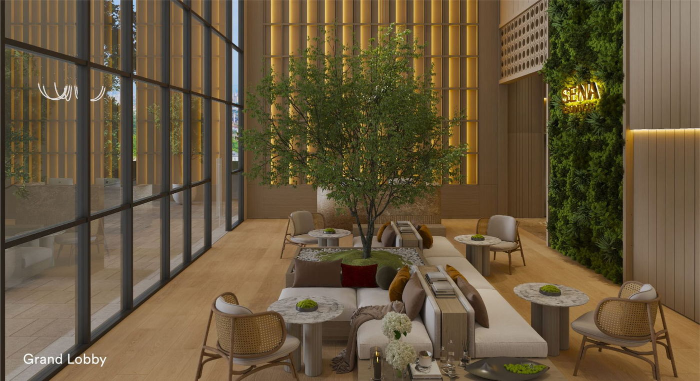 The grand lobby at Sena Residences