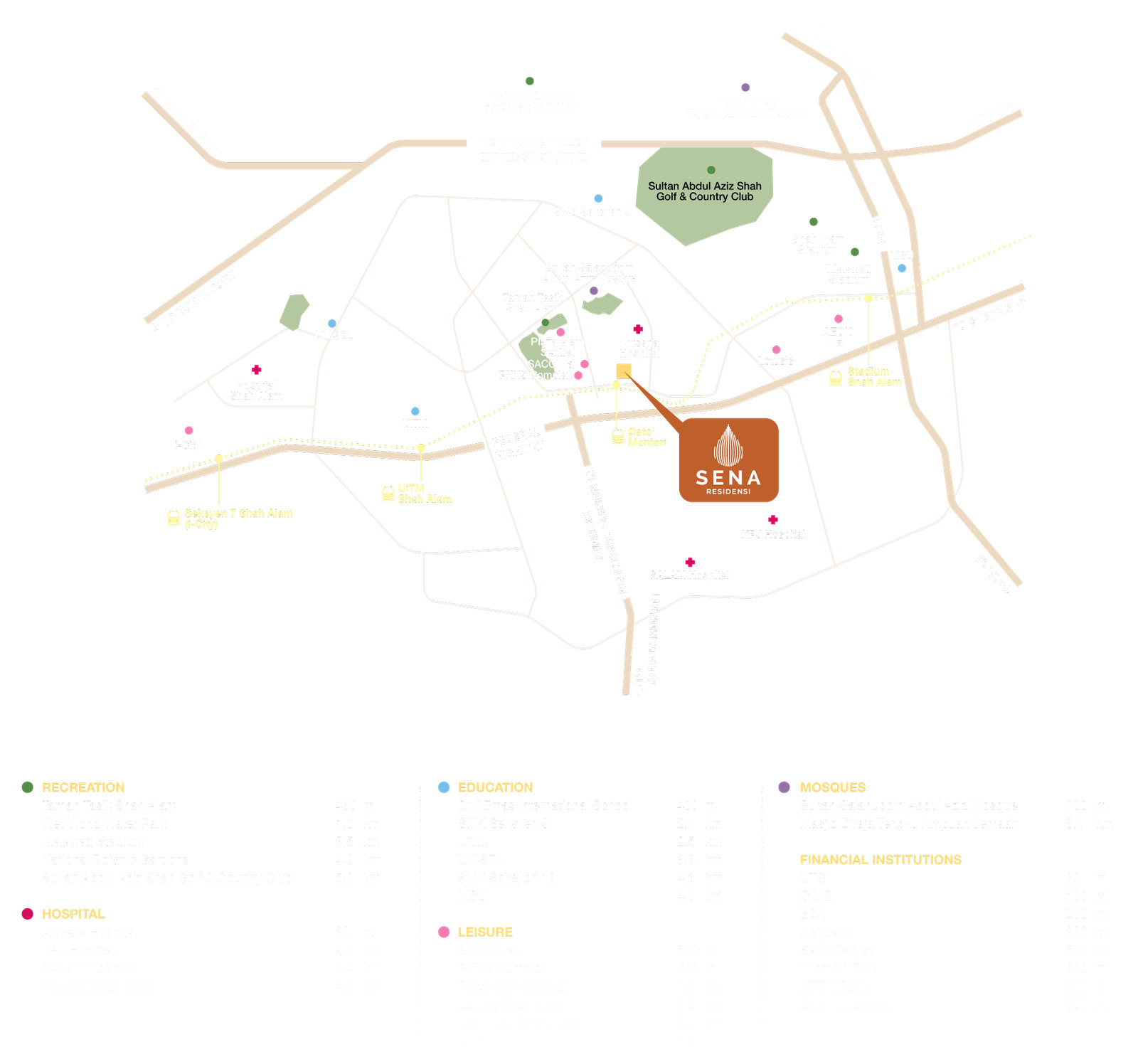 Location map for Sena Residences in Seksyen 14, Shah Alam
