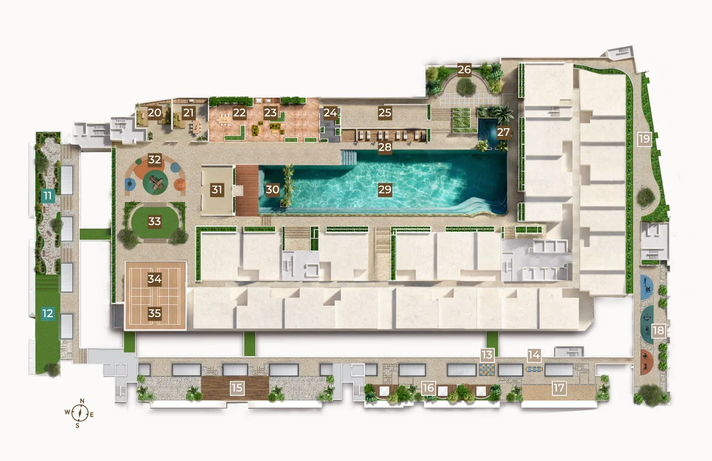 Level 7 &mdash; the pool piazza. Indicative and subject to change.
