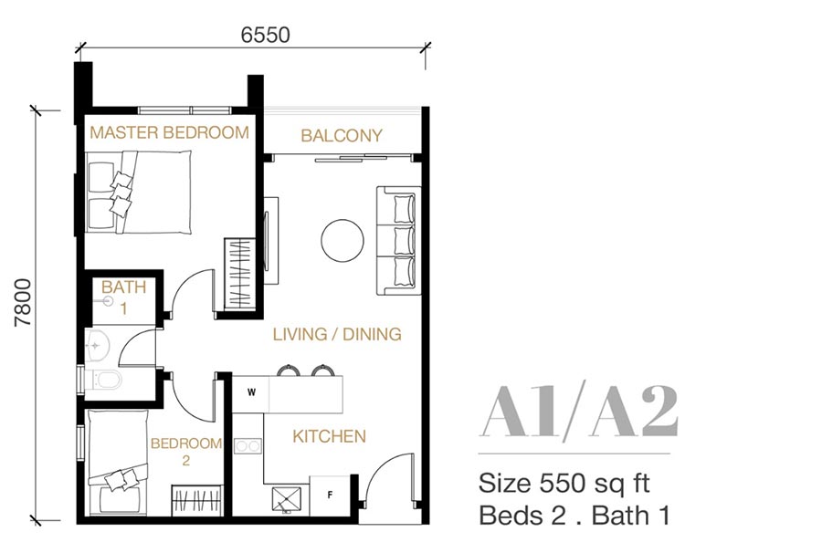 Type A1 / A2 floor plan