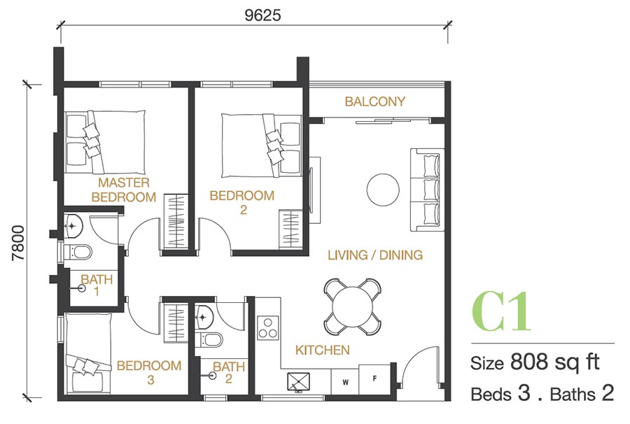 Type C1 floor plan