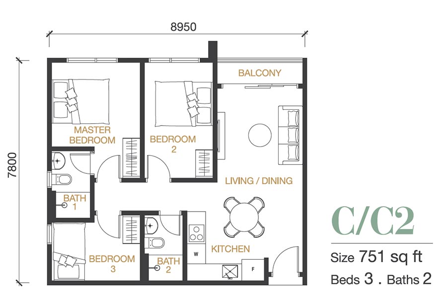 Type C / C2 floor plan